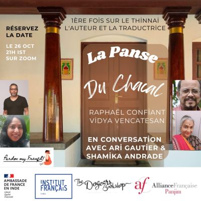 Poster for French play ‘La Panse’ — stylized typography on a white background, French‑themed event